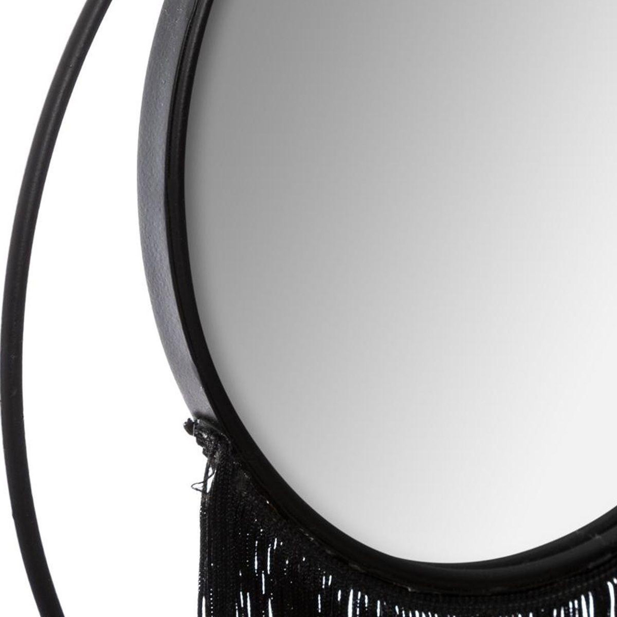 Voir la diapositive 2 : ATMOSPHERA Miroir mural rond en métal  frange  18cm noir