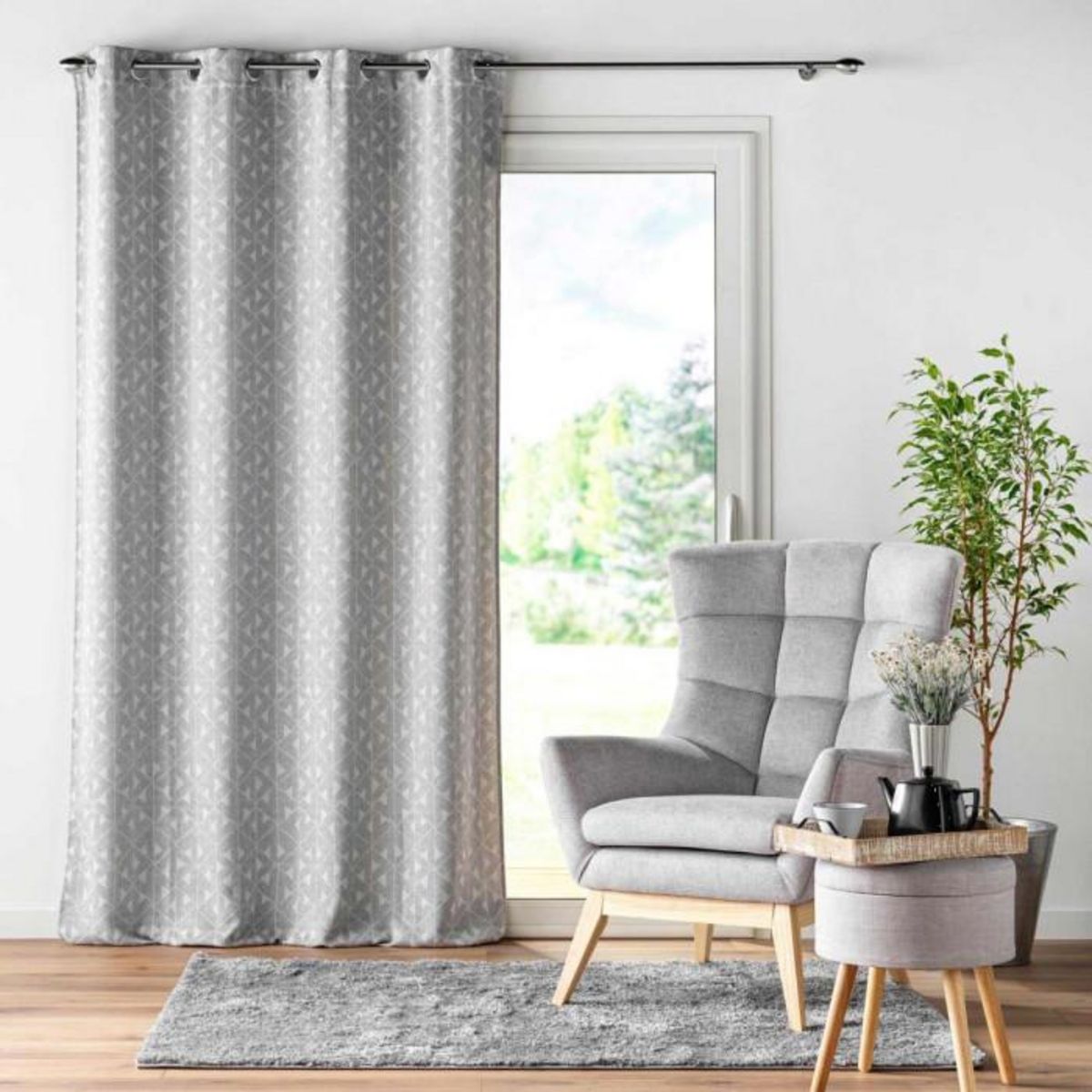 Paris Prix Rideau à Œillets Jacquard  Gallena  140x260cm Gris