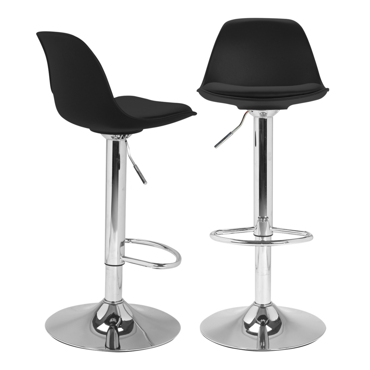 ID MARKET Lot de 2 tabourets de bar KARL design noir