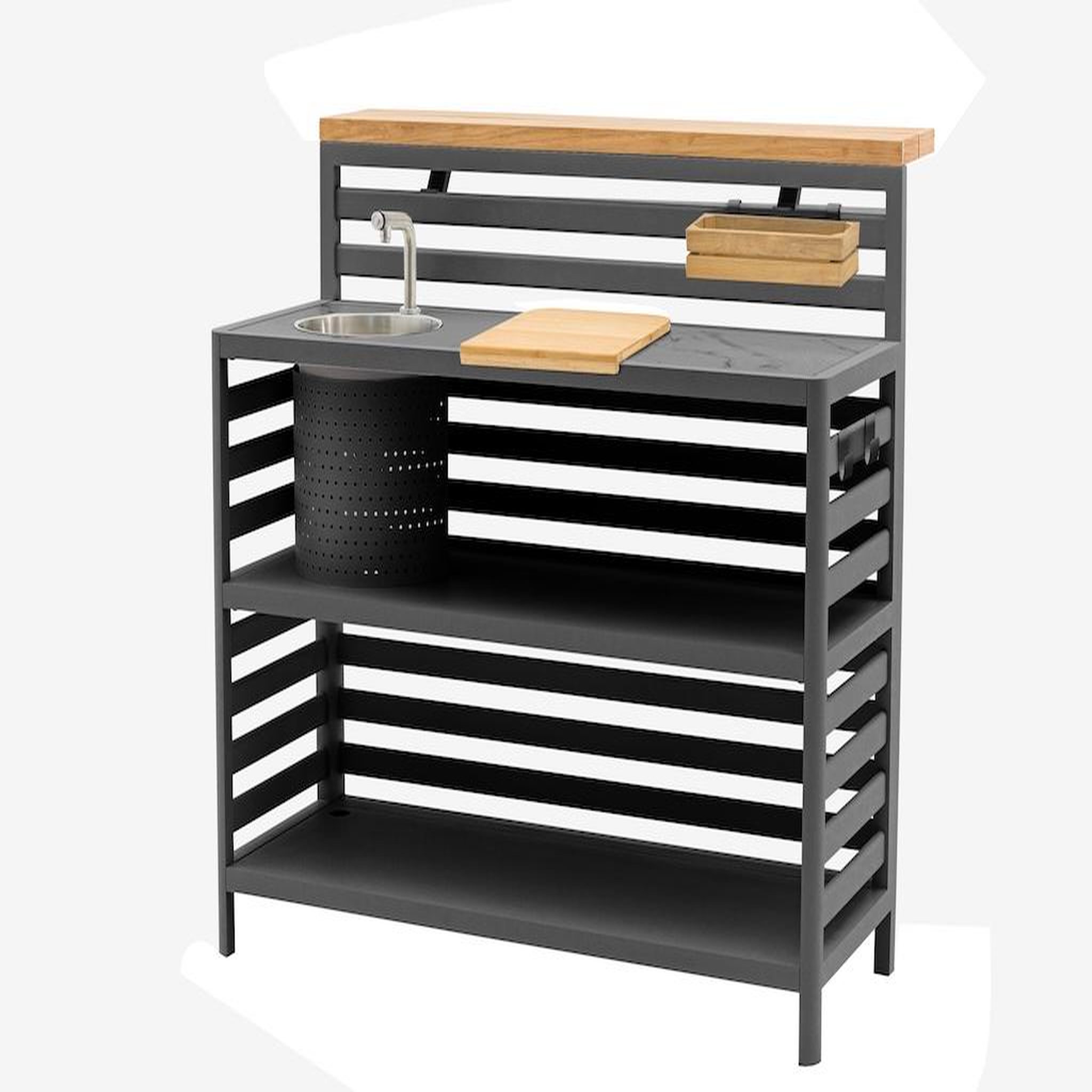 Proloisirs Bar nona - 136 x 115 x 54 cm - aluminium époxy et teck fsc - graphite
