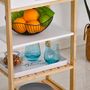 Voir la diapositive 6 : HOMCOM HOMCOM Chariot de service desserte de cuisine à roulettes 3 étagères + plateau amovible bois de pin MDF blanc
