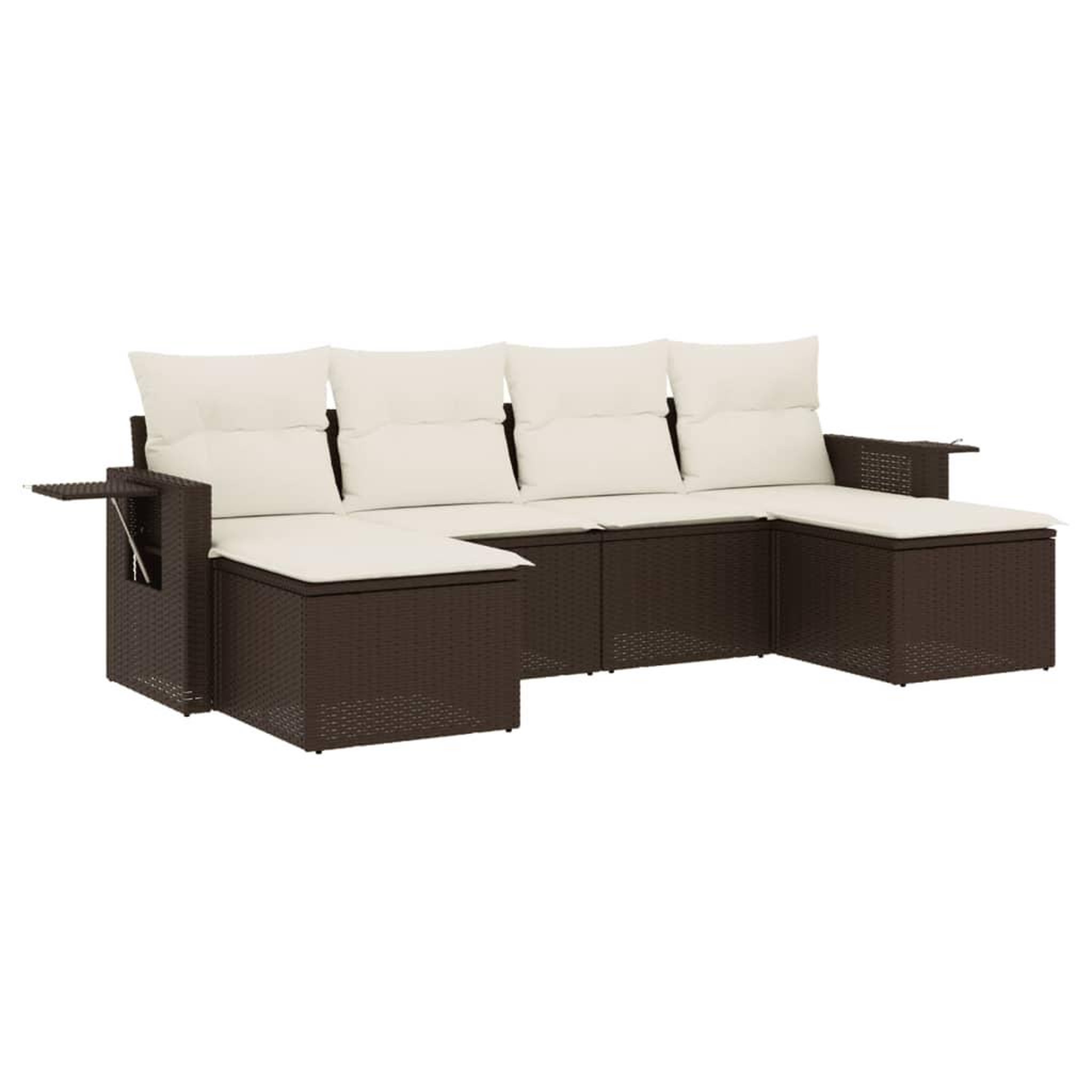 Voir la diapositive 2 : VIDAXL Salon de jardin avec coussins 6 pcs marron resine tressee