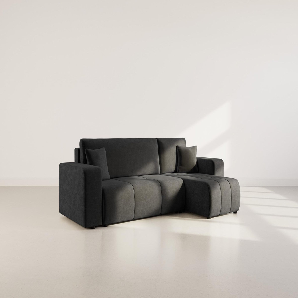 BEST MOBILIER Nicole - canapé d'angle réversible 4 places convertible avec coffre en tissu