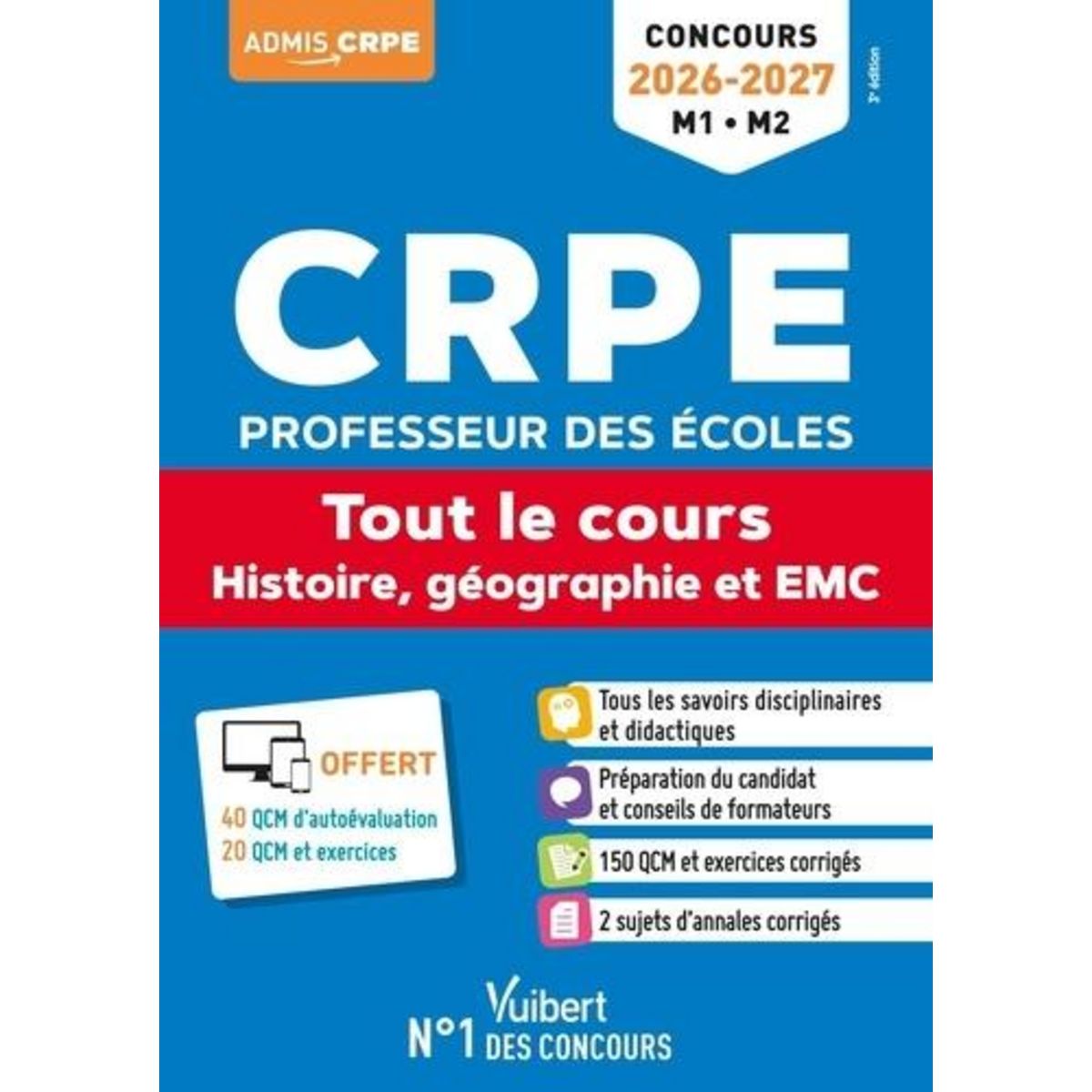 CRPE PROFESSEUR DES ECOLES. TOUT LE COURS HISTOIRE, GEOGRAPHIE ET EMC, EDITION 2026-2027, Considère Sylvie