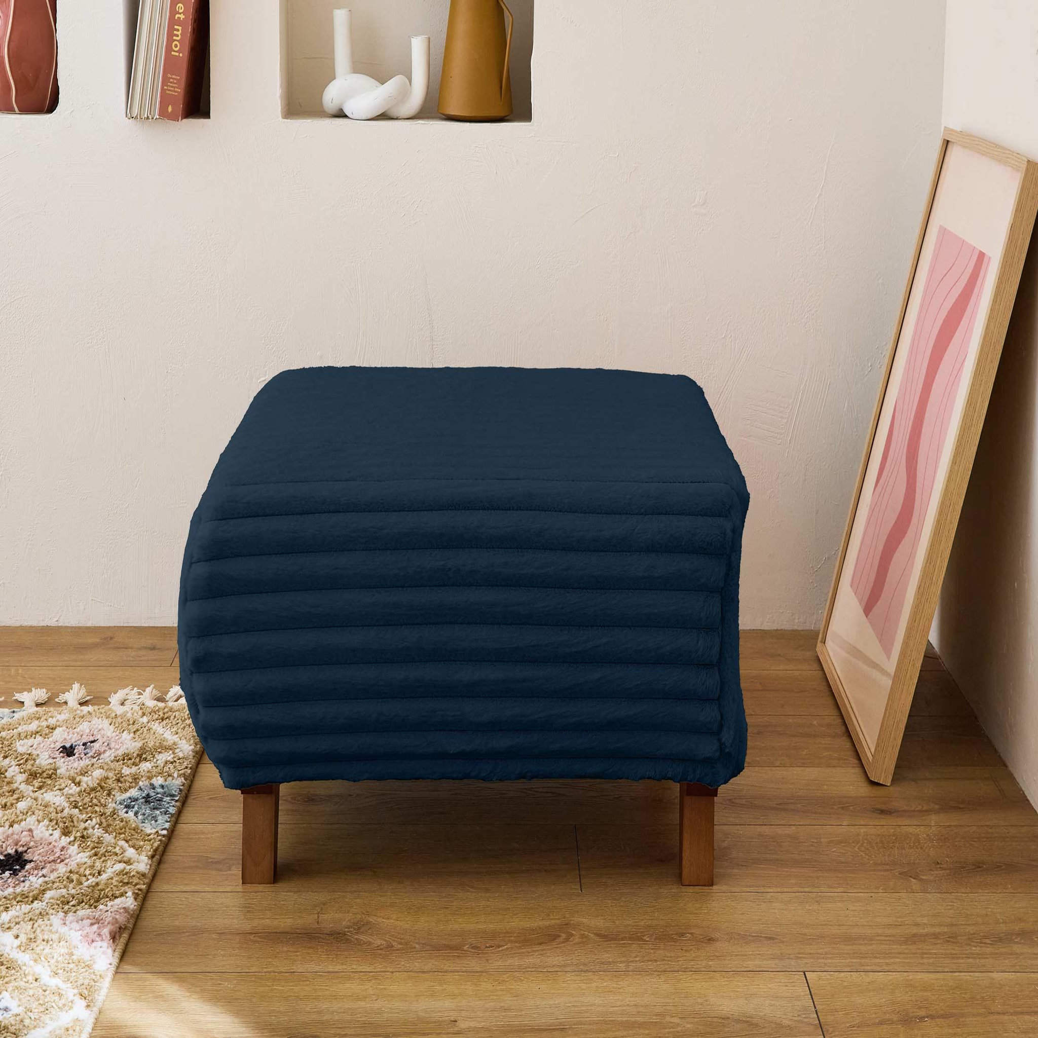 Voir la diapositive 2 : BEST MOBILIER Cristal - pouf modulable - 65 cm - en fausse fourrure côtelée