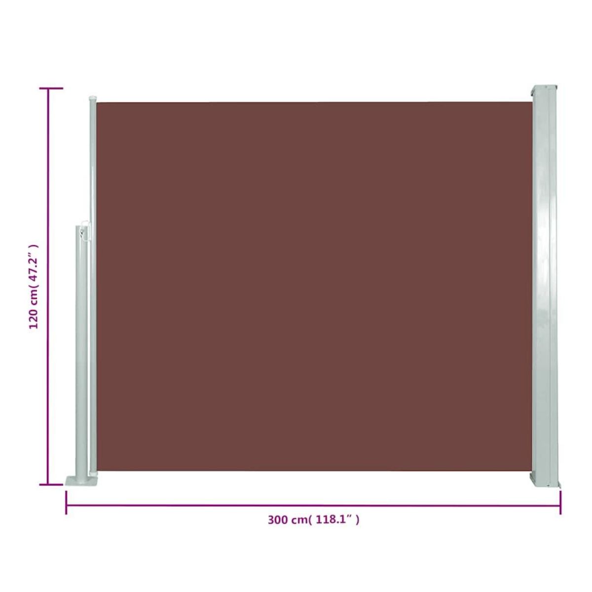 VIDAXL Auvent lateral retractable 120 x 300 cm Marron