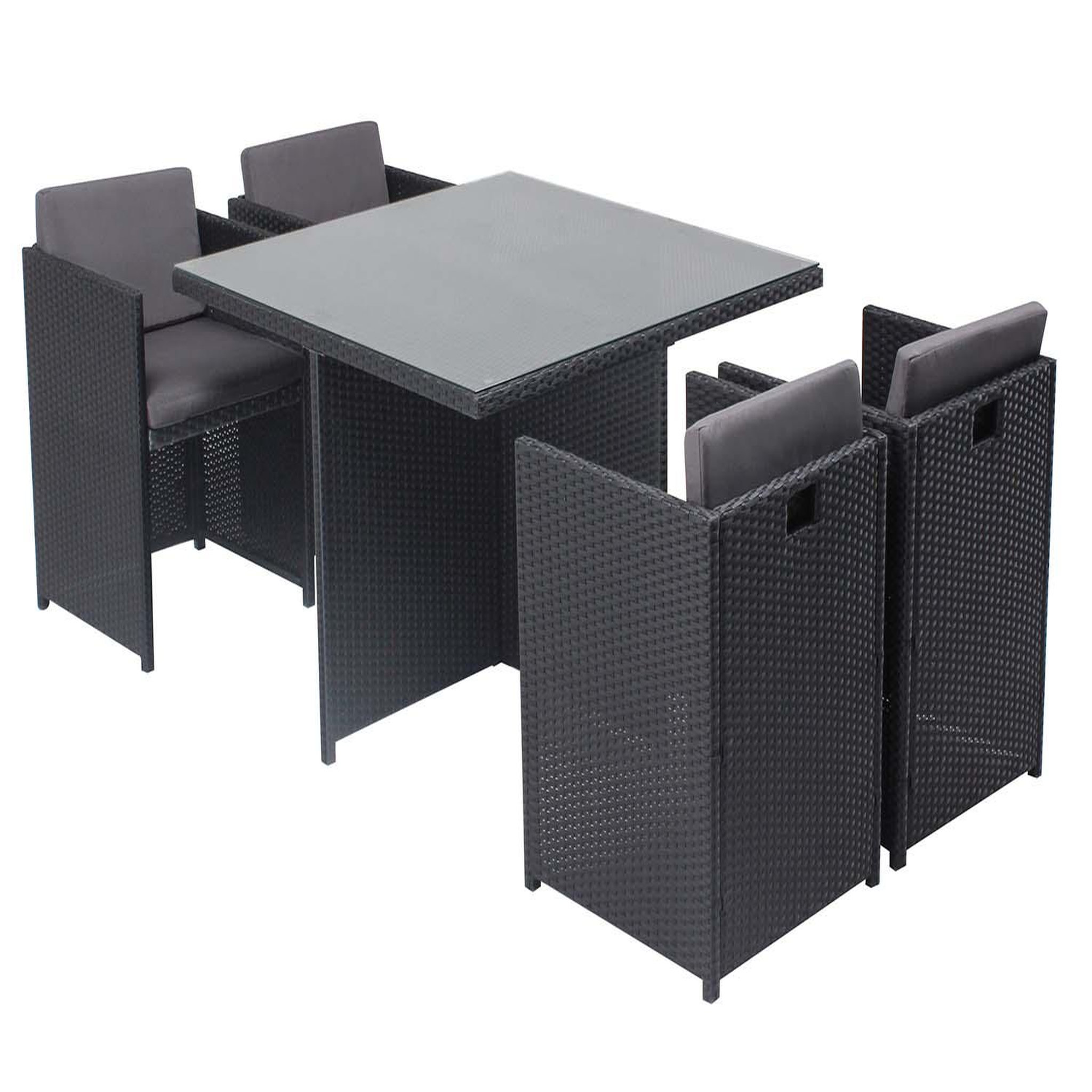 CONCEPT USINE Table et chaises 4 places encastrables en résine noir-gris miami