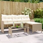 VIDAXL Canape de jardin avec table et coussins en forme de L beige
