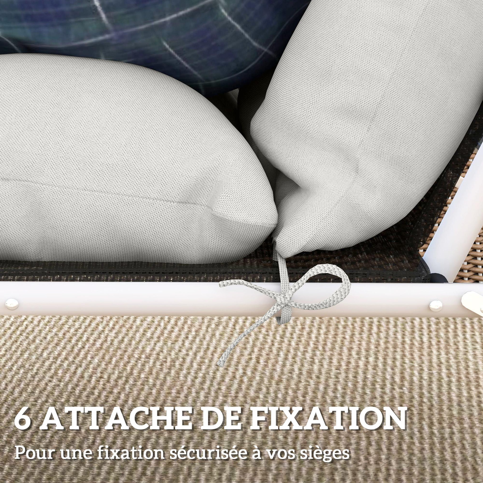 Voir la diapositive 5 : OUTSUNNY Lot de 2 matelas bains de soleil chaises longues style Chesterfield tissu gris clair