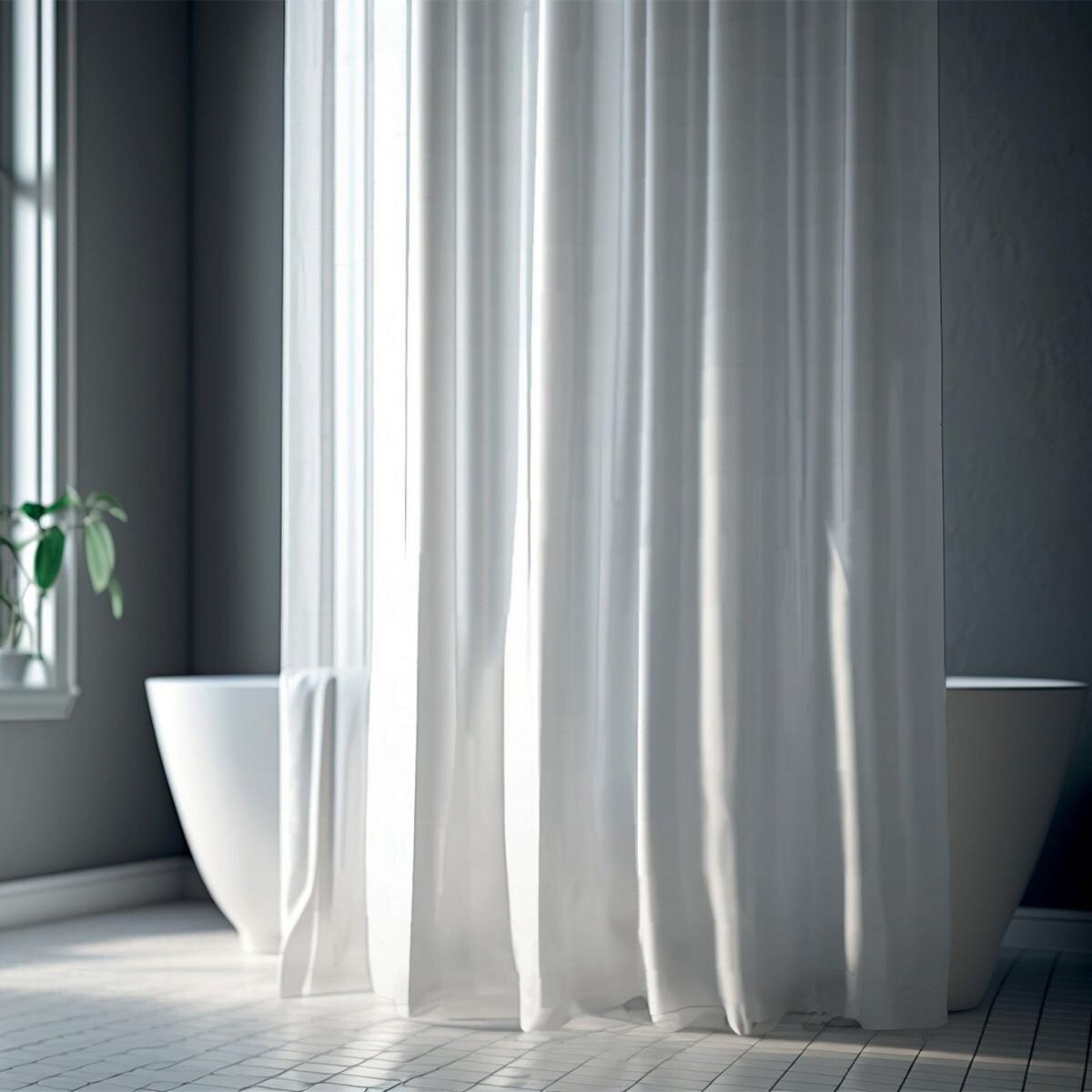 GUY LEVASSEUR Rideau de douche uni en polyester ESSENTIEL