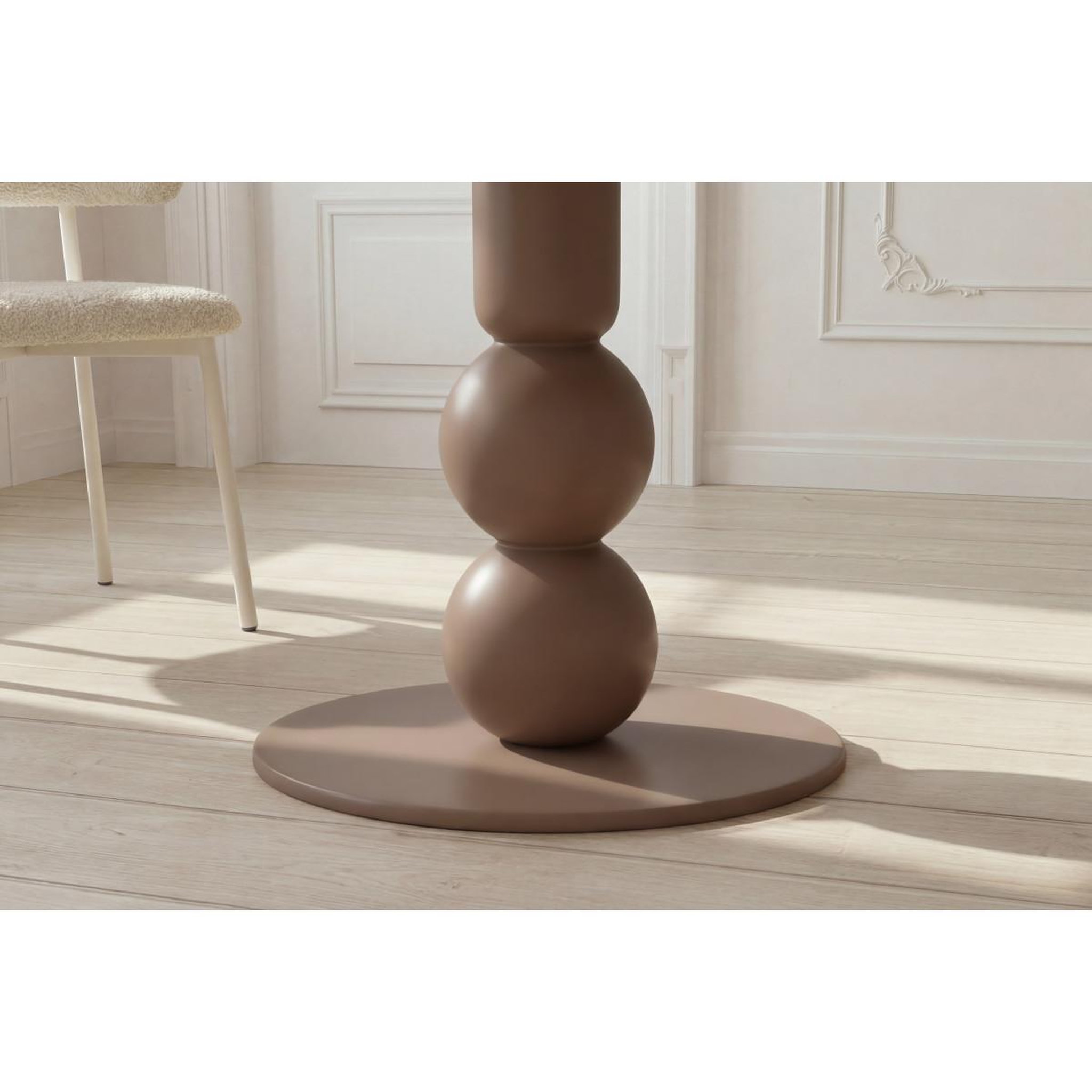 Voir la diapositive 4 : Paris Prix Table à Manger Ronde  Boule  110cm Marron