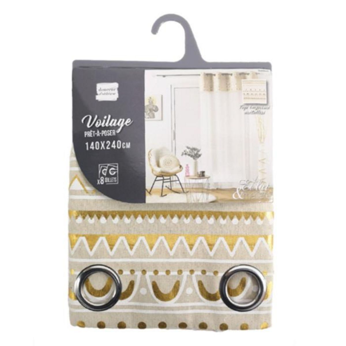 Paris Prix Rideau Voilage à Œillets  Sundore  140x240cm Or