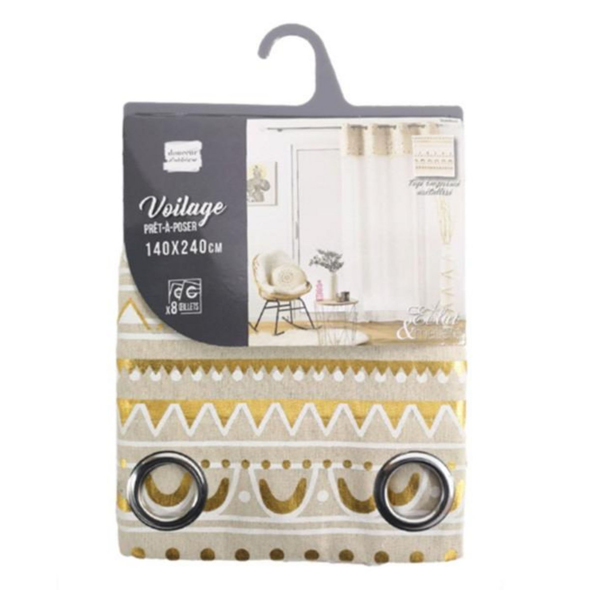 Paris Prix Rideau Voilage à Œillets  Sundore  140x240cm Or