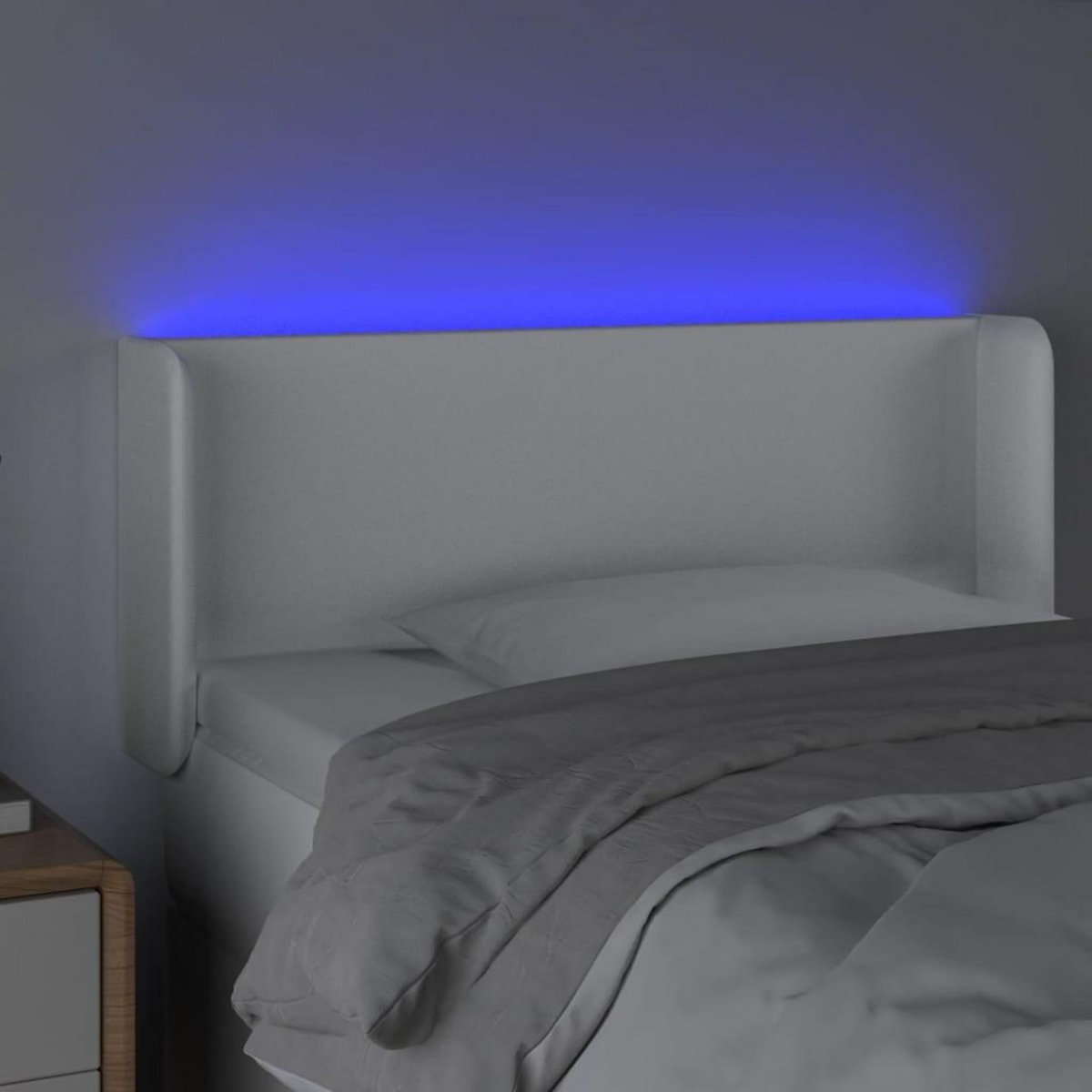 VIDAXL Tete de lit a LED Blanc 83x16x78/88 cm Similicuir