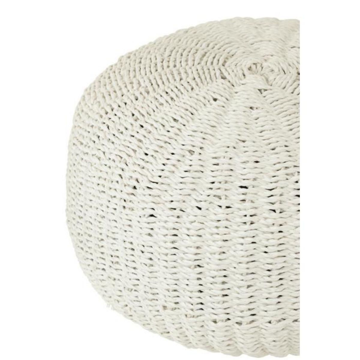 Paris Prix Pouf Rond à Rayure  Tissage  50cm Blanc