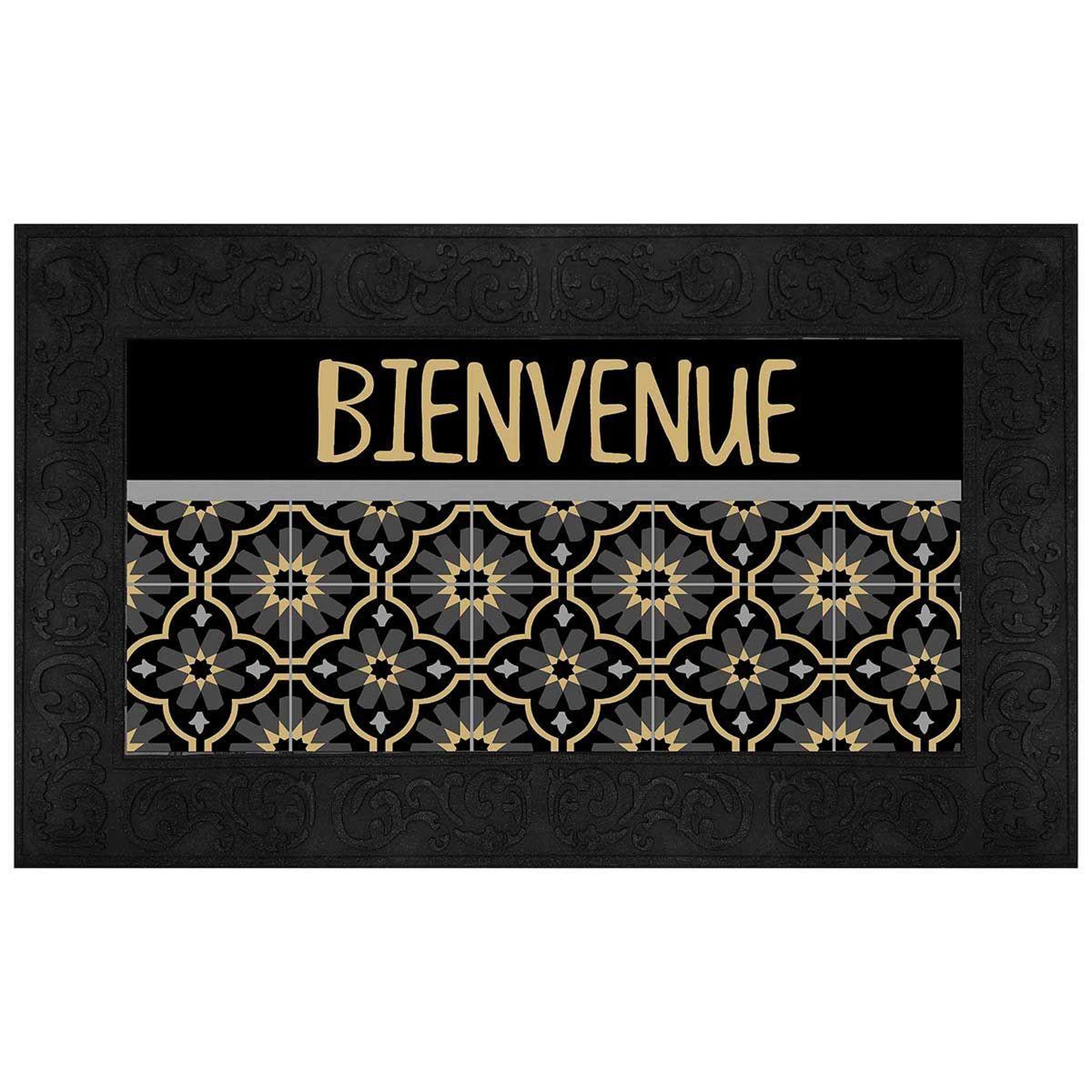 Douceur d'Intérieur Tapis Relief Imprimé  Tomina  45x75cm Noir & Or