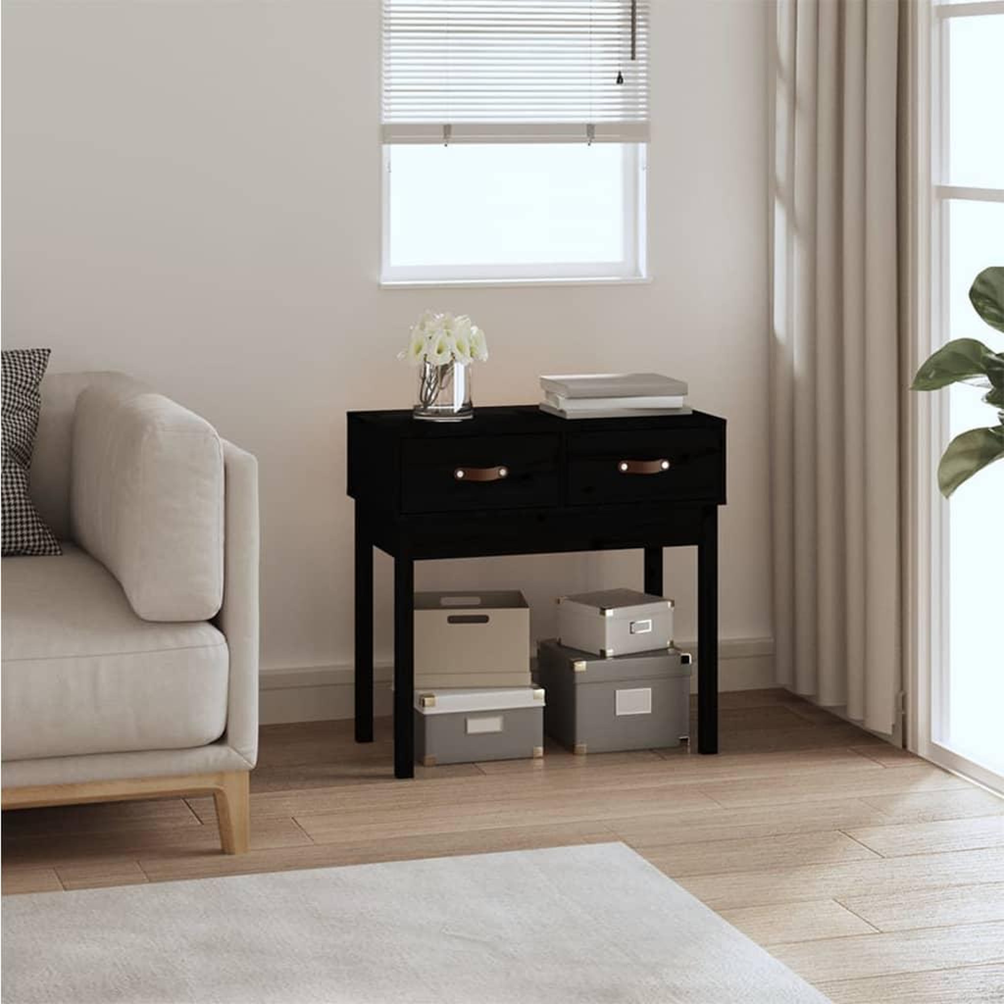 Voir la diapositive 1 : VIDAXL Table console Noir 76,5x40x75 cm Bois massif de pin