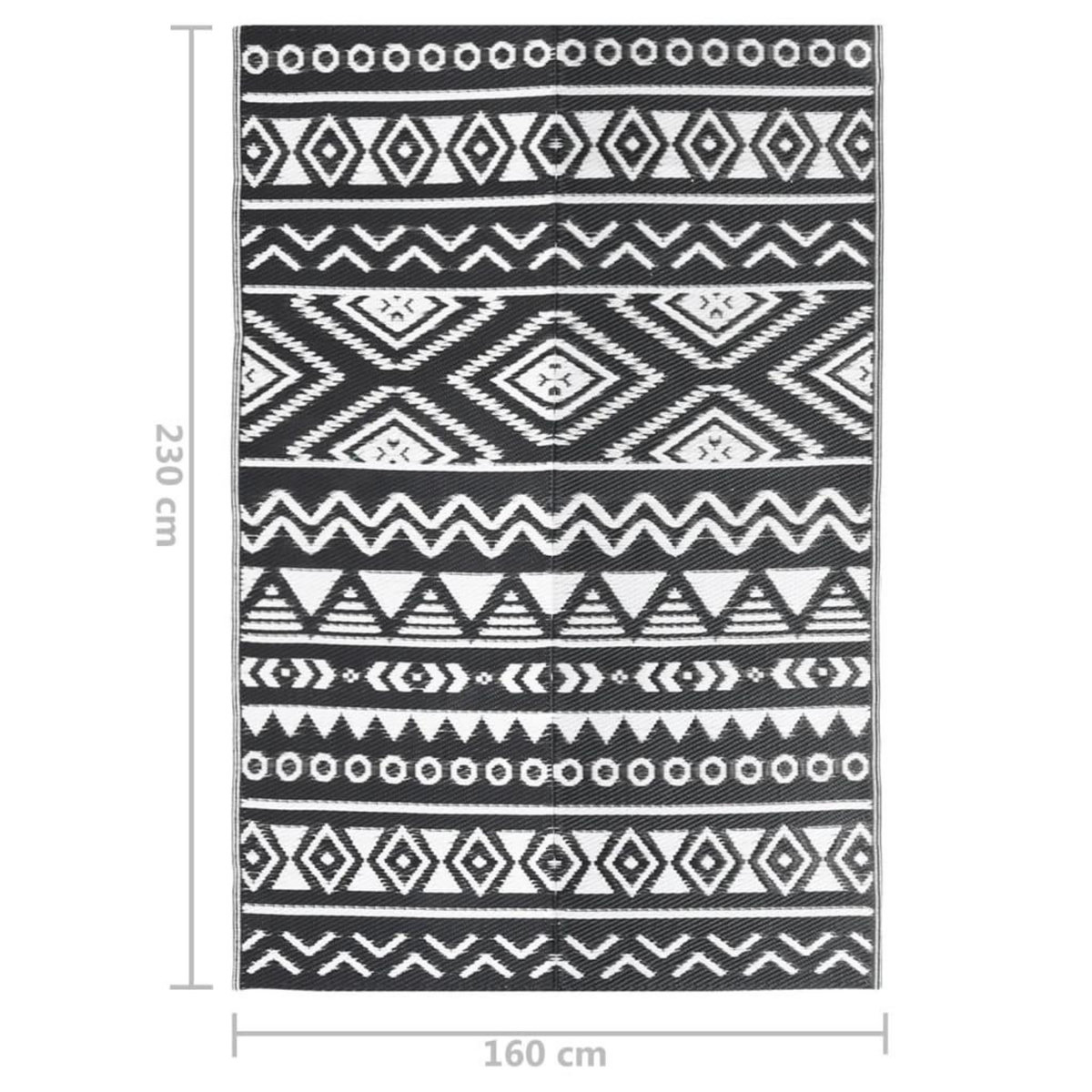 VIDAXL Tapis d'exterieur Noir 160x230 cm PP