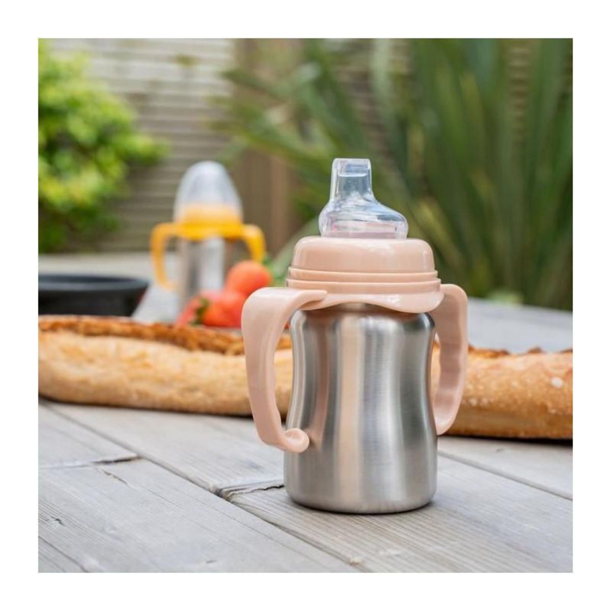THERMOBABY Tasse d'apprentissage - THERMOBABY - Inox - 180 ml - Peche - Ergonomique et anti-fuites