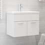Voir la diapositive 1 : VIDAXL Armoire d'evier avec lavabo integre Blanc Agglomere