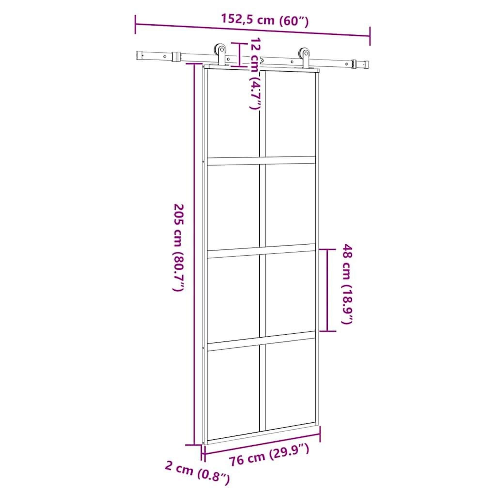 Voir la diapositive 6 : VIDAXL Porte coulissante kit de quincaillerie trempe verre aluminium