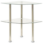 VIDAXL Table d'appoint 2 niveaux Transparent 38x38x50 cm Verre trempe