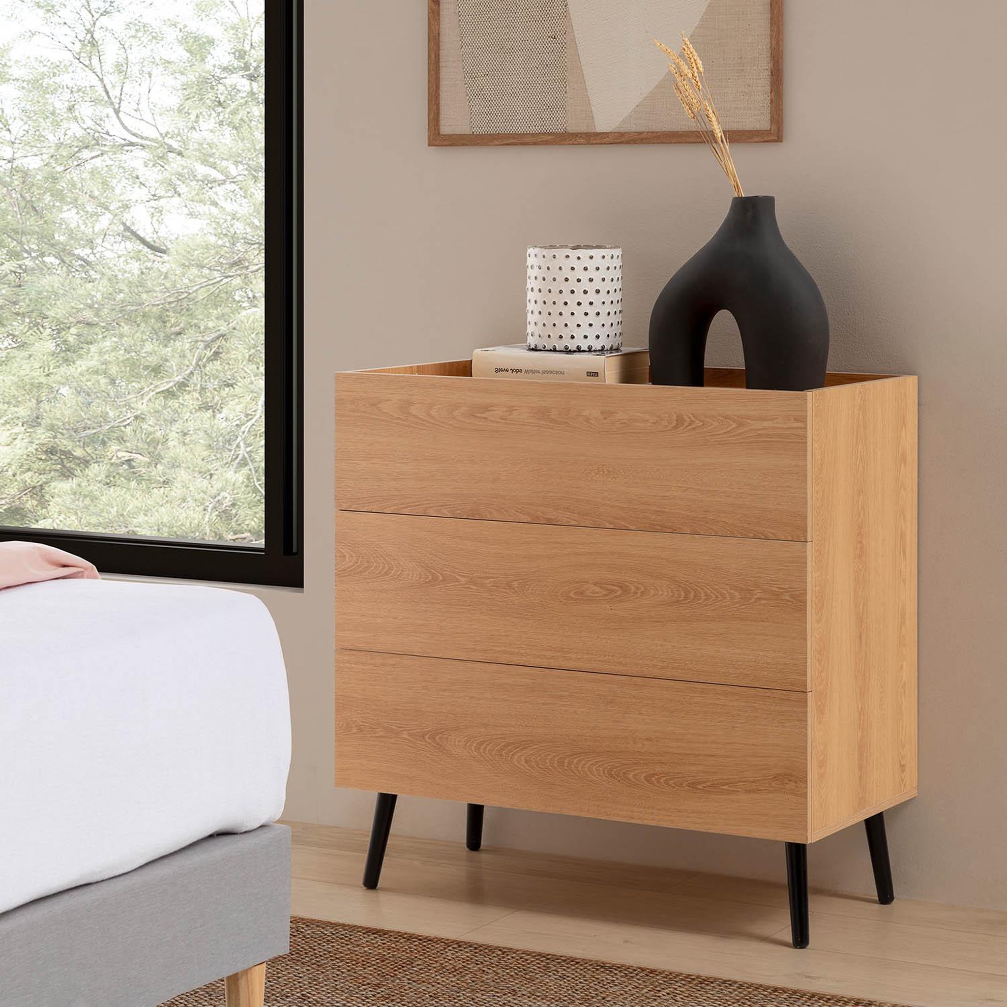 Voir la diapositive 2 : VS VENTA-STOCK Commode Siren 3 tiroirs couleur Chêne