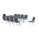 CONCEPT USINE Table de jardin extensible et 10 chaises alu-toile PVC blanc AREZZO