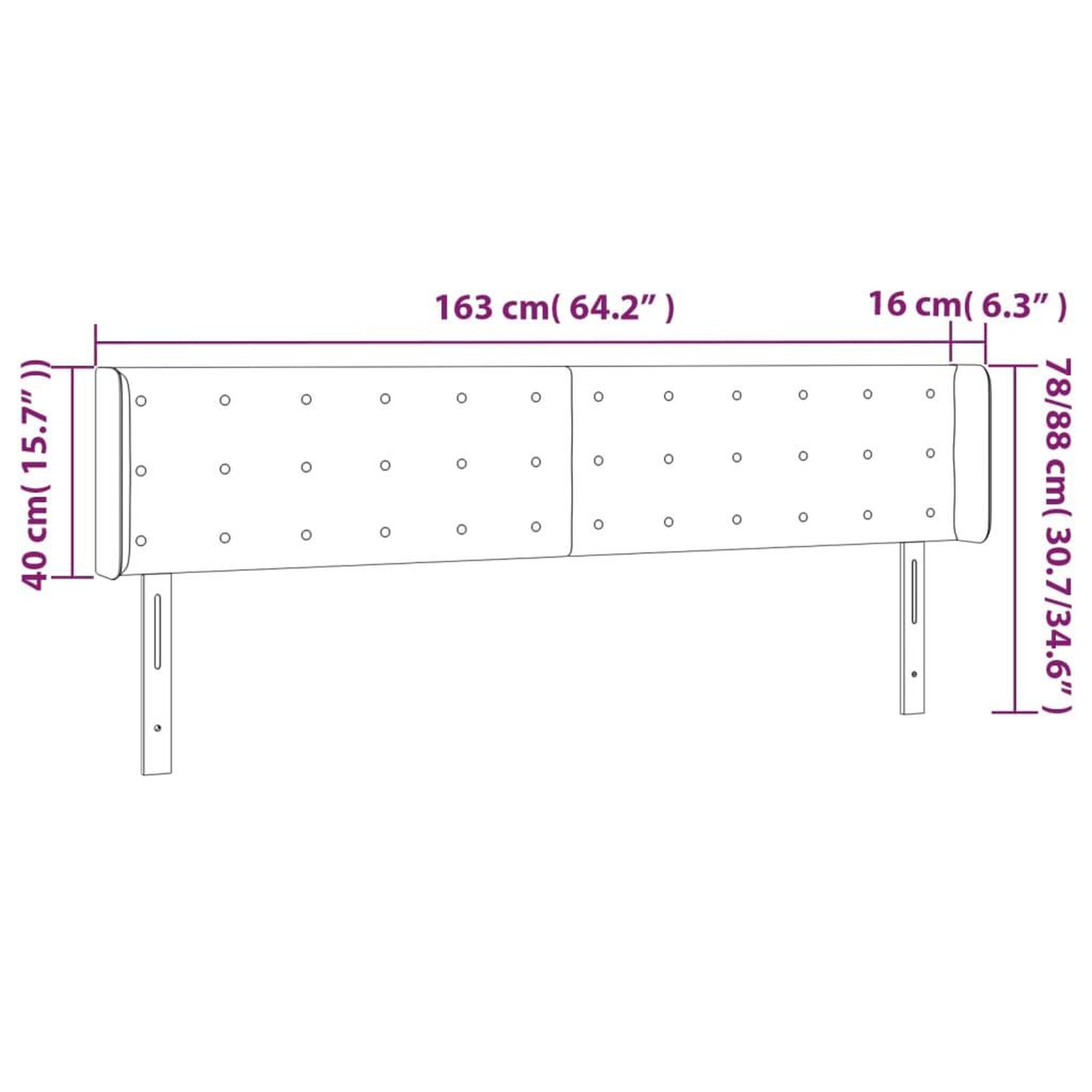 Voir la diapositive 6 : VIDAXL Tete de lit a LED Noir 163x16x78/88 cm Similicuir