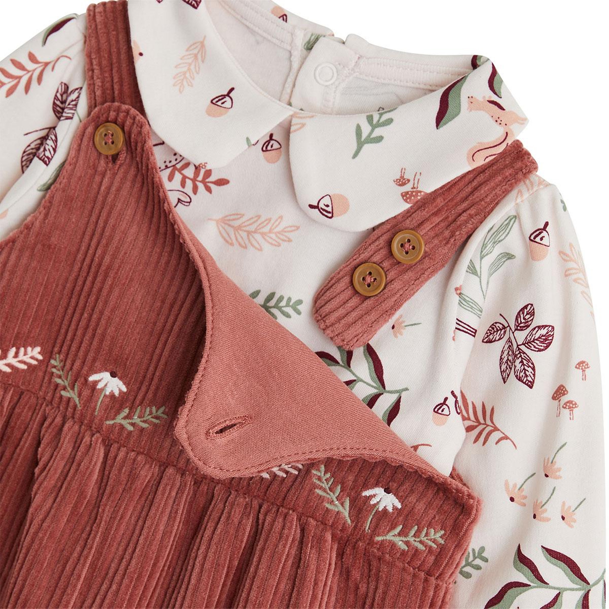 Voir la diapositive 3 : Petit Béguin Ensemble salopette bébé en velours côtelé et t-shirt evie