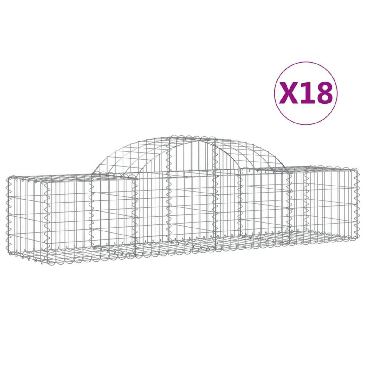 VIDAXL Paniers a gabions arques 18 pcs 200x50x40/60 cm fer galvanise