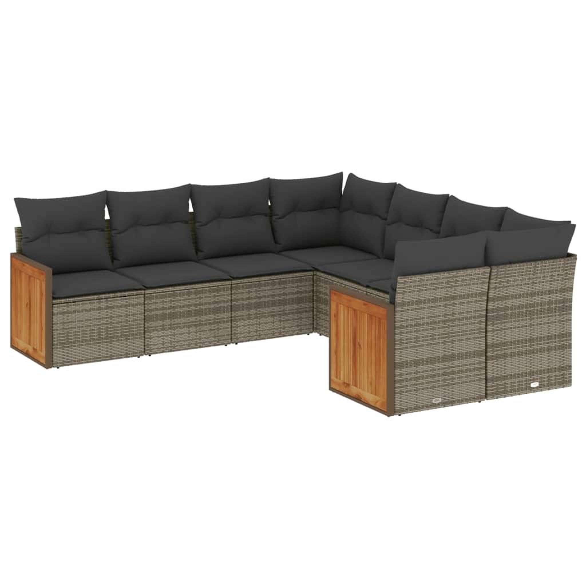 Voir la diapositive 2 : VIDAXL Salon de jardin 8 pcs avec coussins gris resine tressee