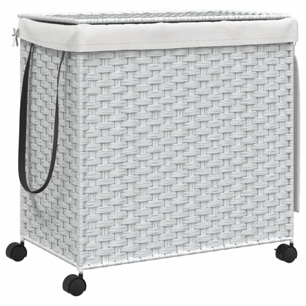 VIDAXL Panier a linge avec roulettes blanc 60x35x60,5cm resine tressee