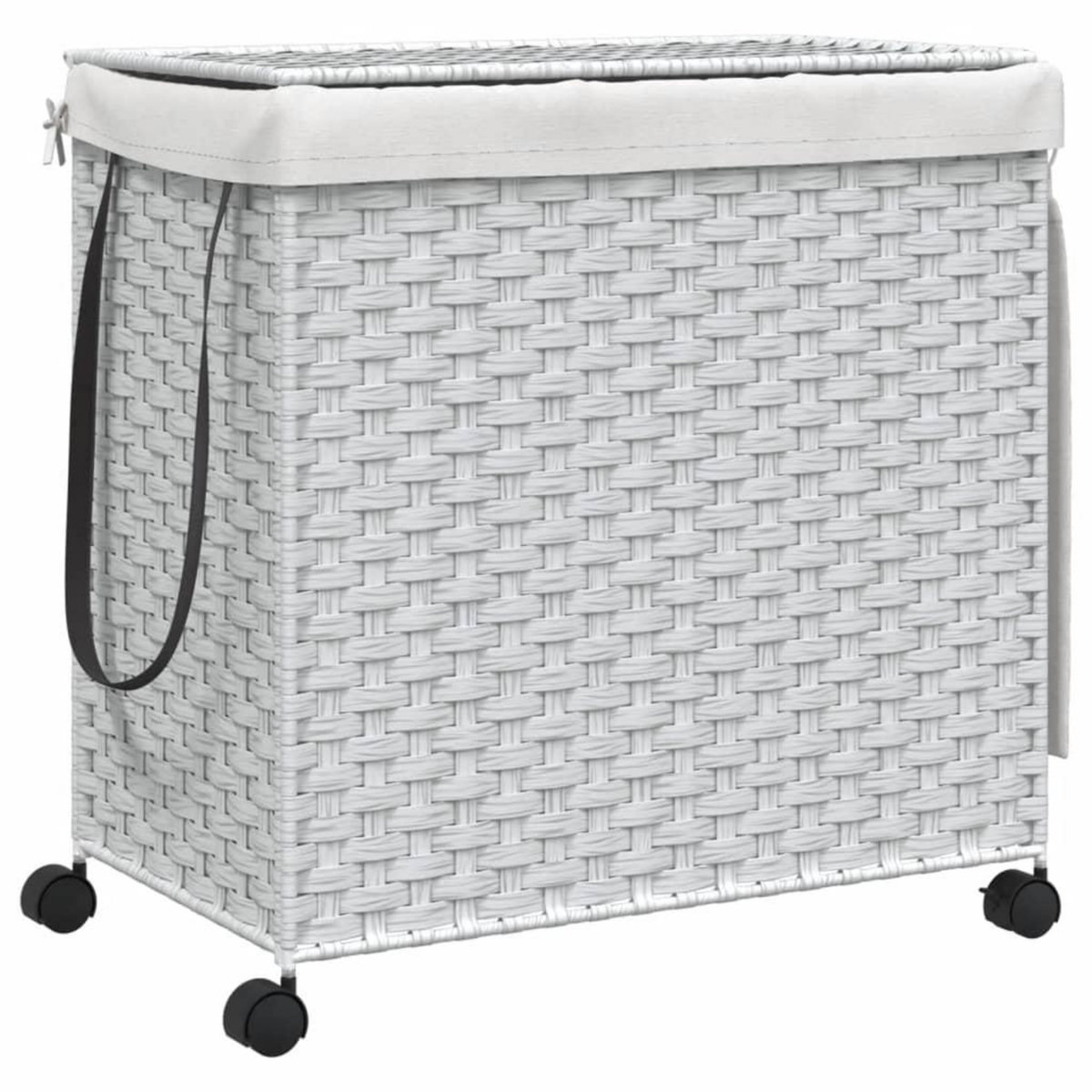 VIDAXL Panier a linge avec roulettes blanc 60x35x60,5cm resine tressee
