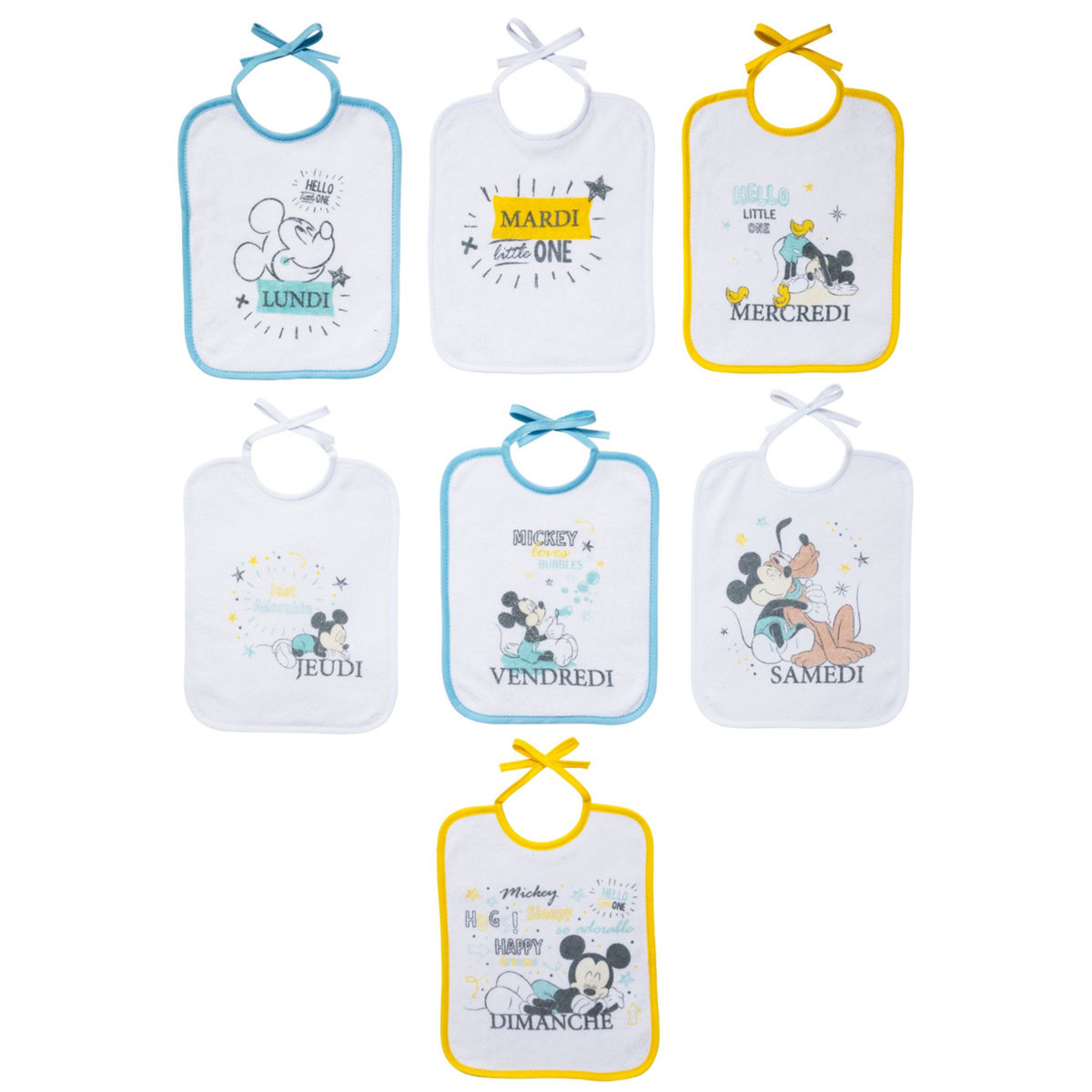 DISNEY Lot de 7 bavoirs naissance Mickey Little One            