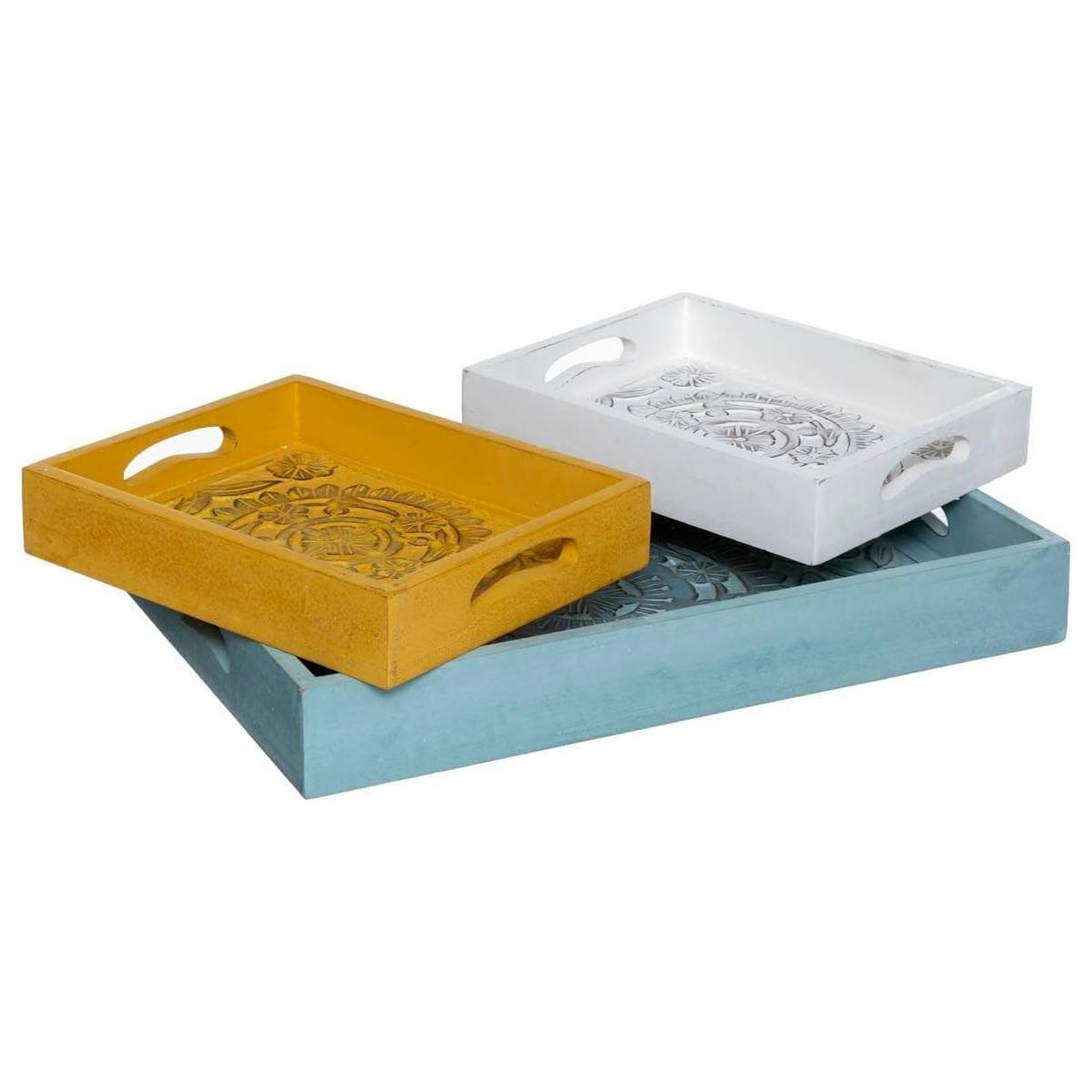 ATMOSPHERA Lot de 3 plateaux  idylle folk  45cm multicolore