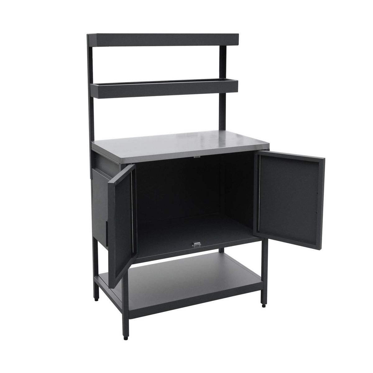 SWEEEK Cuisine extérieure en acier avec 2 étagères suspendues et 2 portes L80cm