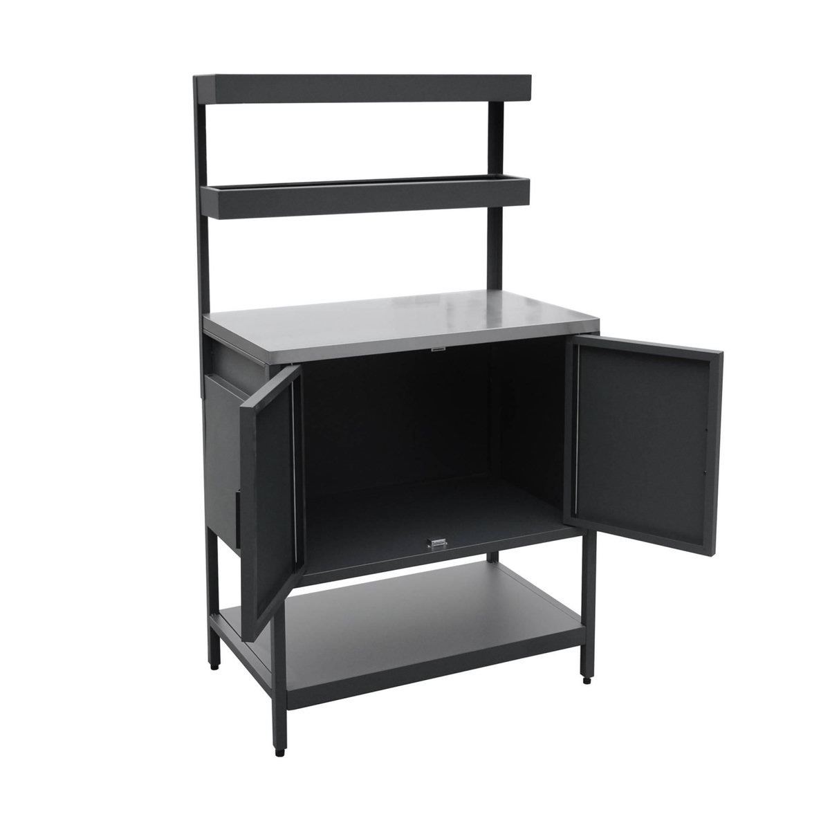 SWEEEK Cuisine extérieure en acier avec 2 étagères suspendues et 2 portes L80cm