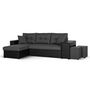 Voir la diapositive 2 : BEST MOBILIER California - canapé d'angle réversible - convertible avec coffre et étagère de rangement - en simili et tissu