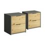 Voir la diapositive 2 : BEST MOBILIER Nicosie - lot de 2 tables de chevet - effet bois et gris - 44 cm