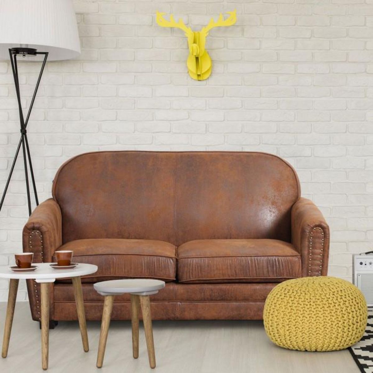 Paris Prix Canapé Club Vintage  Balista  150cm Marron