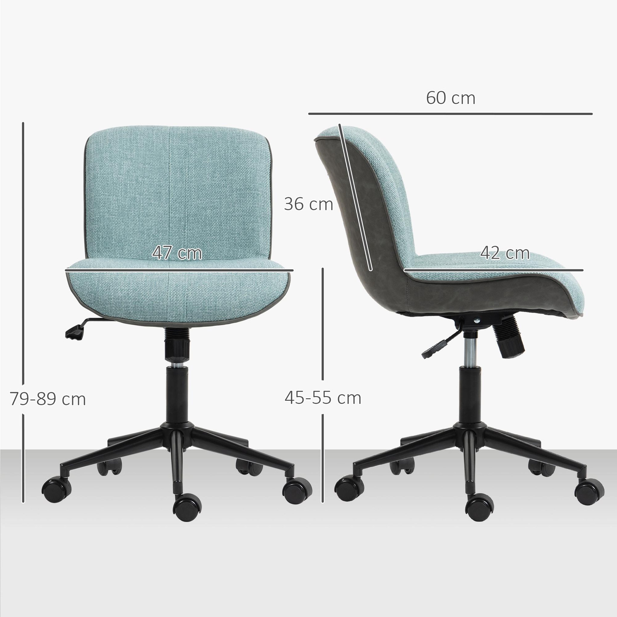 Voir la diapositive 2 : HOMCOM Chaise de bureau tissu grand confort réglable fonction à bascule vert