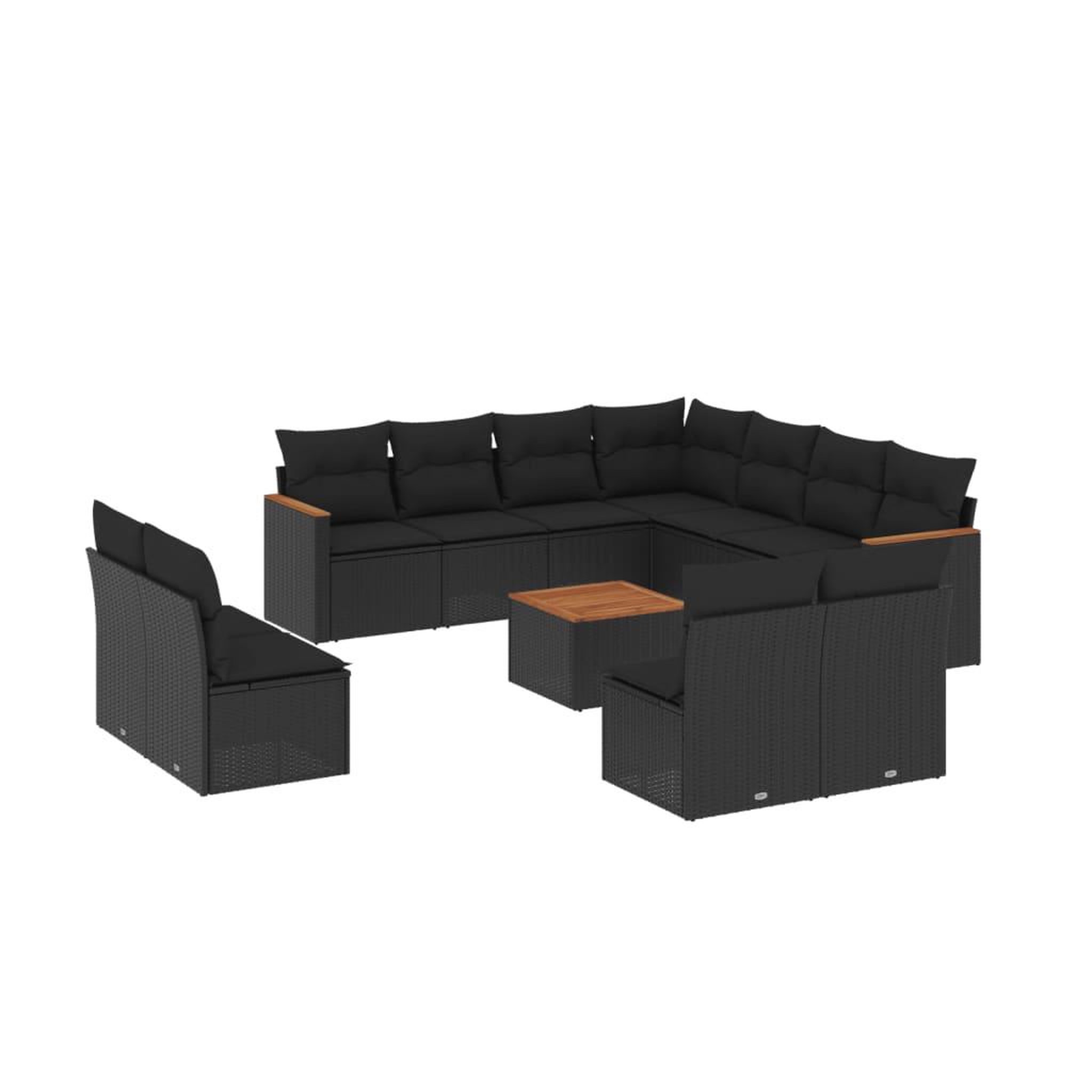 Voir la diapositive 2 : VIDAXL Salon de jardin 12 pcs avec coussins noir resine tressee