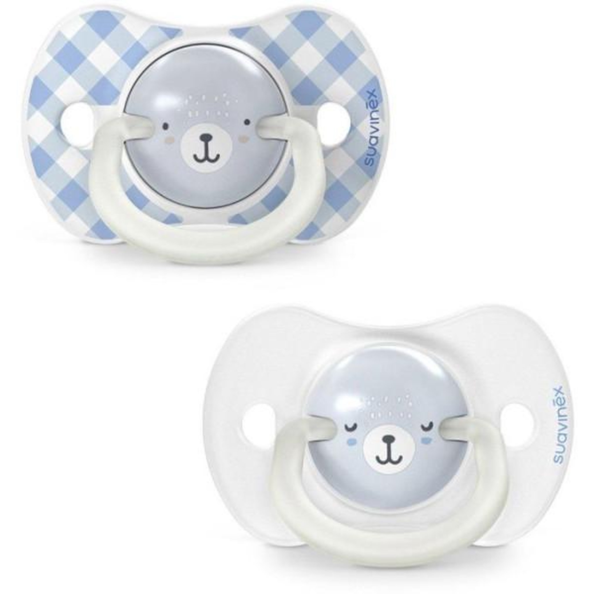 Suavinex Lot de 2 sucettes symétriques - SUAVINEX - Night&Day Wild&Free - SX Pro - 6 a 18 mois - Bleu