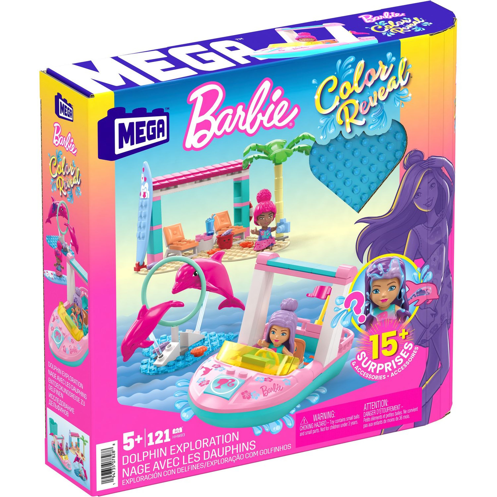 MATTEL MEGA - Barbie Color Reveal - Nage avec les dauphins