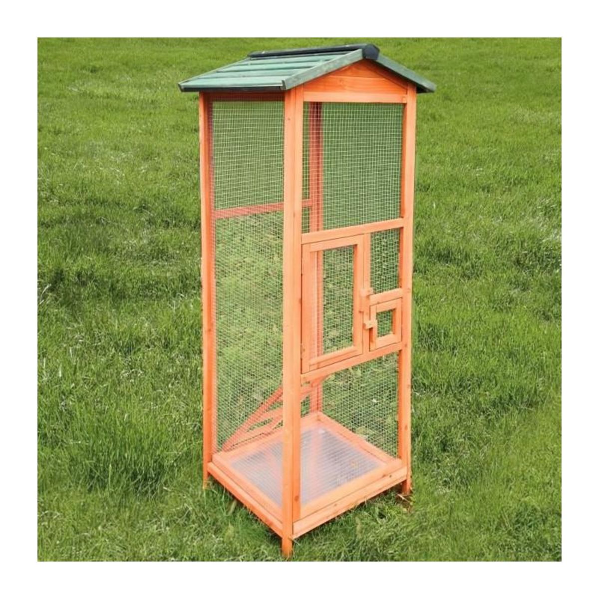 GENERIQUE Cage a oiseaux TITI - 65x65x165cm - Bois