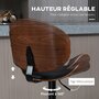 HOMCOM Lot de 2 tabourets de bar design contemporain hauteur d'assise réglable 62-82 cm pivotant 360° revêtement synthétique noir bois