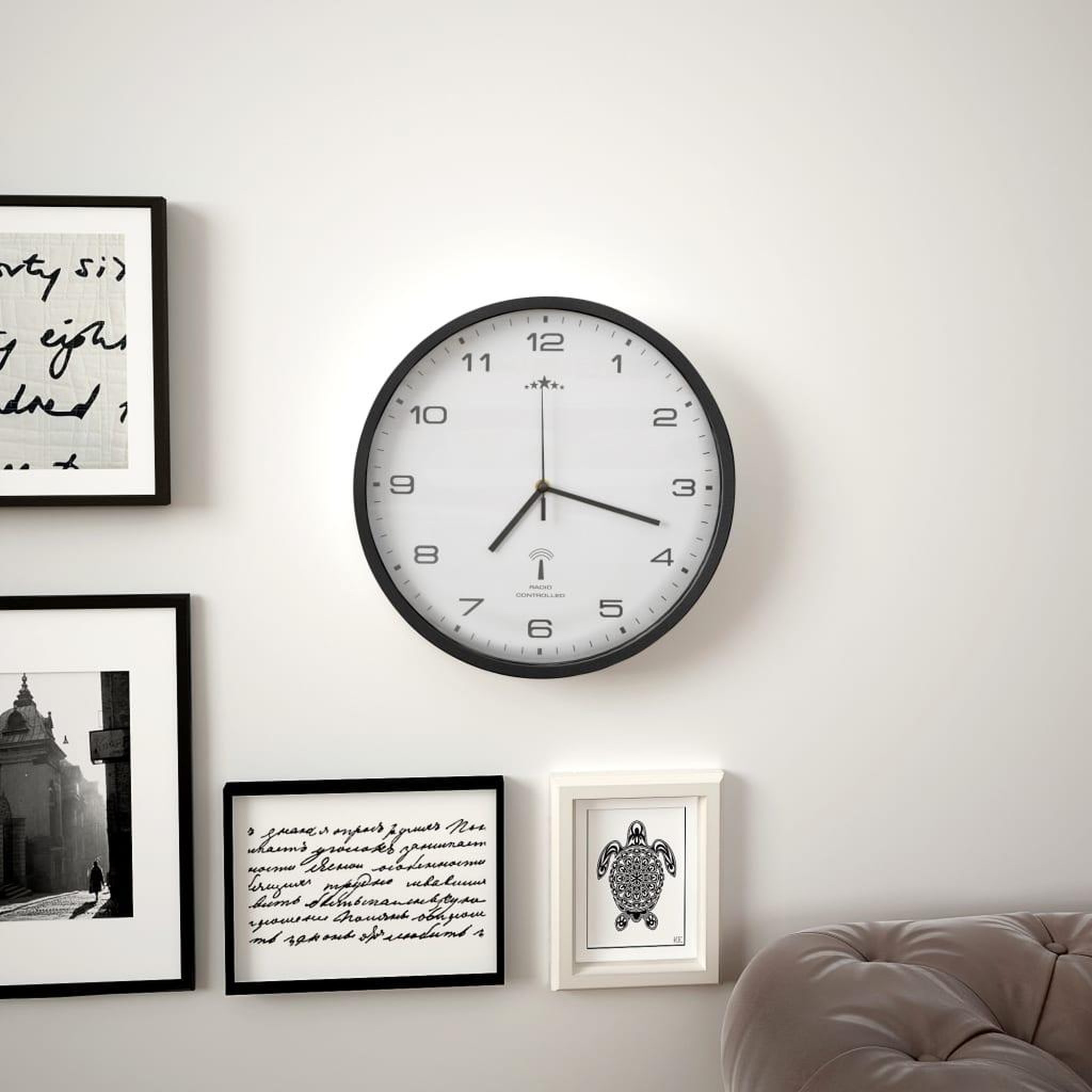 Voir la diapositive 2 : VIDAXL Horloge murale radioguidee Mouvement a quartz 31 cm Blanc/noir
