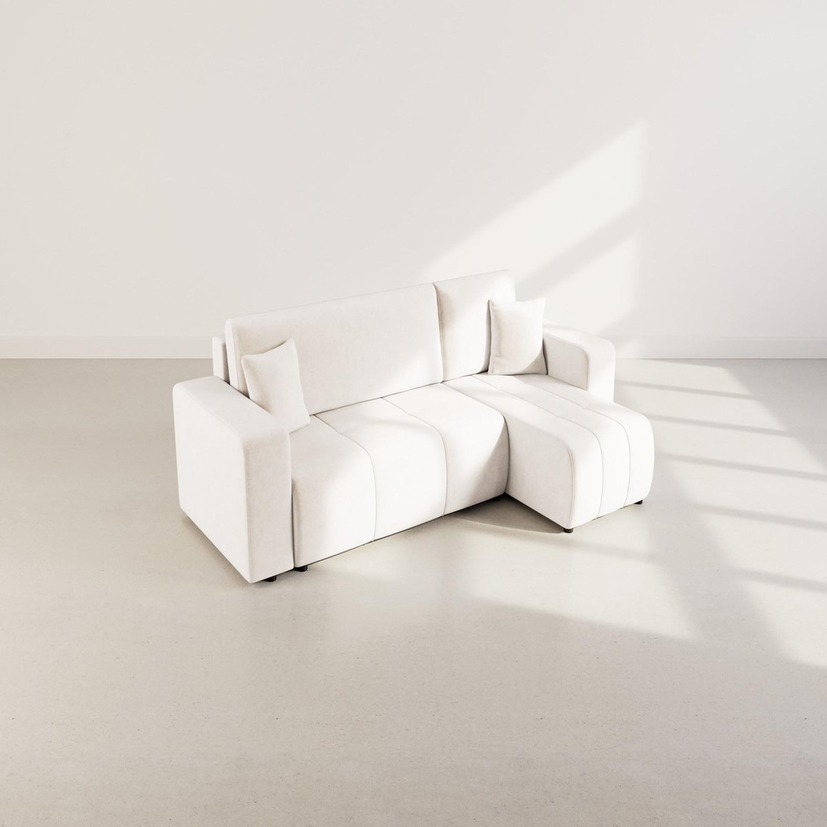 BEST MOBILIER Nicole - canapé d'angle réversible 4 places convertible avec coffre en tissu