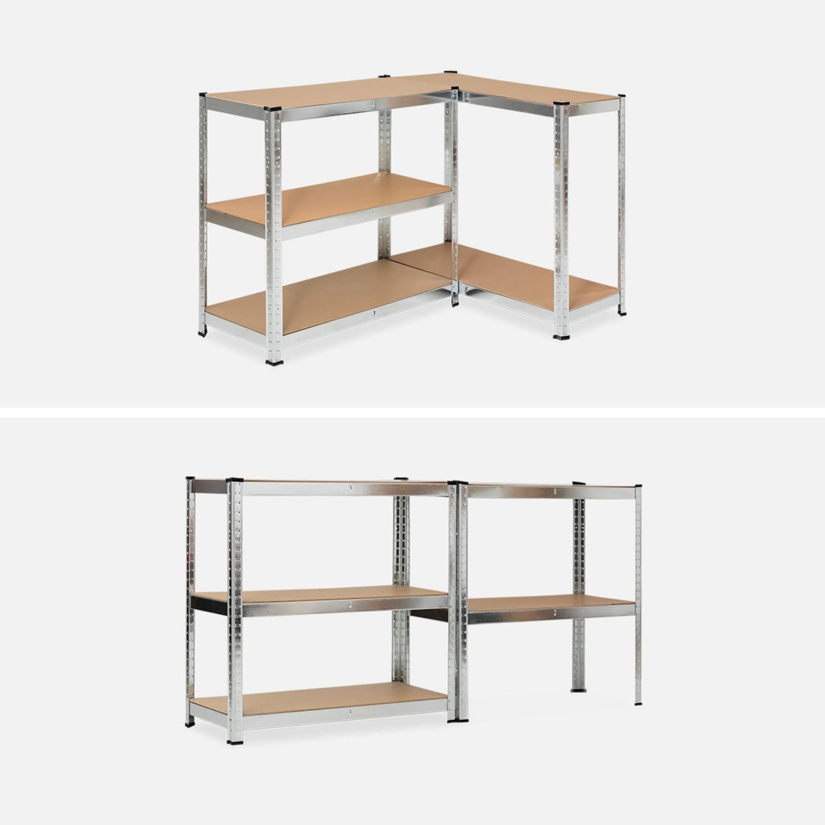 SWEEEK Lot de 2 étagères modulables en métal pour charges lourdes - Modul - avec 5 plateaux